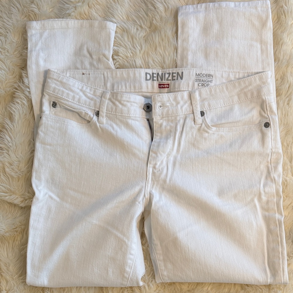 Levi's Denizen Modern Straight Crop White Jeans